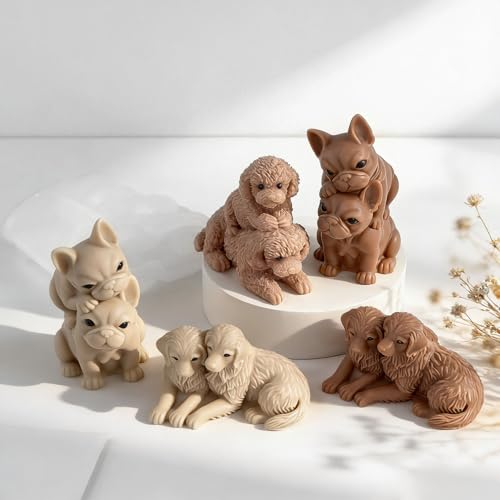 Couple Animal Dog Cylinder Candle & Resin Mold