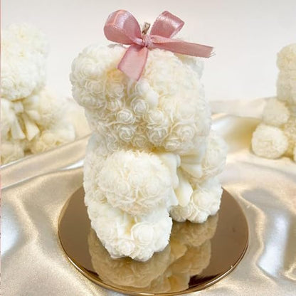 Bowtie Rose Bear Candle Mold