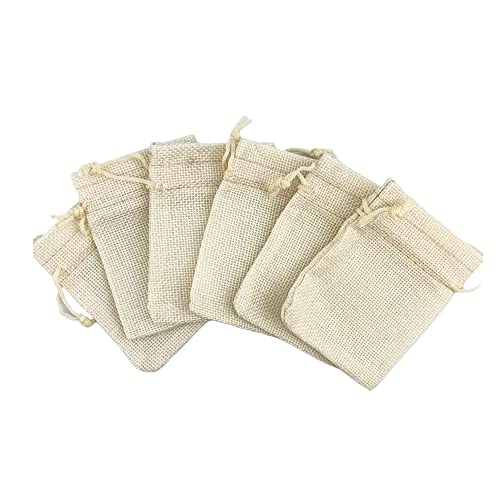 Pack of 25 Burlap Gift Bags with Drawstring Linen Jewelry Pouches Wedding Hessian Jute Bags for Birthday and Treat Pouches Party Wedding Favors Gift