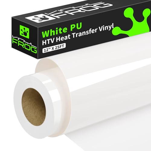 White Heat Transfer Vinyl Roll 12" x25ft White Iron on Vinyl