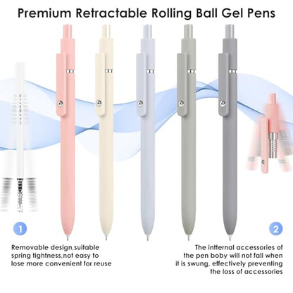 Gel Pens 5pcs 0.5mm Cute Black Ink Fine Point Pens With Smooth Writing (5 Count)