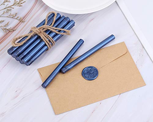 15Pcs Metallic Blue Glue Gun Sealing Wax Sticks for Wax Seal Stamp (15 Count)