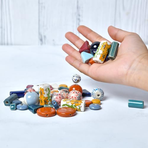 Ceramic Beads Assorted Colors and Shapes (50 Count)