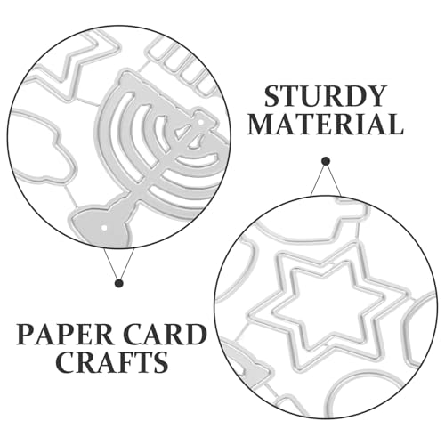 Hanukkah Cutting Die 3.74X2.95In Metal Craft Stencil for DIY Holiday Cards Scrapbooking and Hanukkah Party Decorations