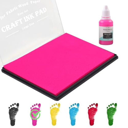 5"x4'' Large Ink Pad Washable Stamp Ink Pad for Baby Footprint Handprint with 30ml Premium Refill Ink