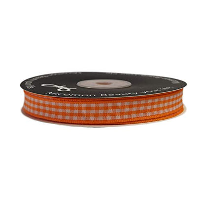 Orange Gingham Plaid Checked Ribbon 25 Yard Each Roll 100% Polyester (75 Foot)