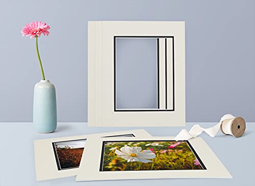 5 Pack Double mat 11x14 for 8x10 Photo Grey Over Black