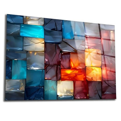 Magical Light Play and Stunning Colors Printed Tempered Glass Wall Art Painting for Living Room