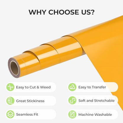 Dark Yellow HTV Vinyl Roll (10 Foot)