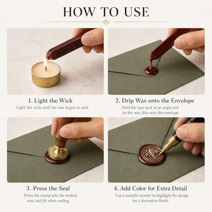 6 Pack Pattern Wick Sealing Wax Sticks for Wax Seal Stamp (6 Count)