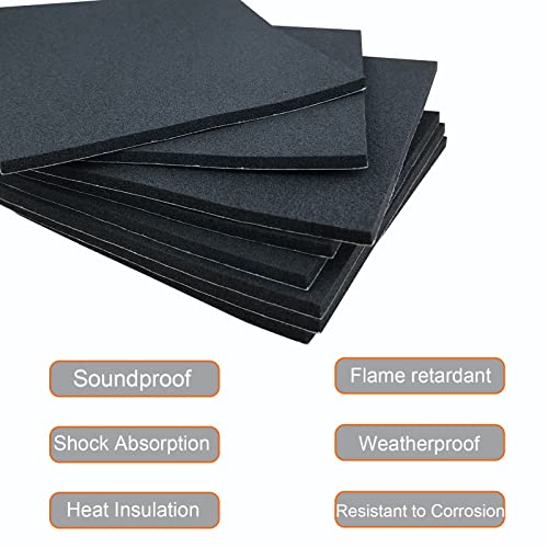 8 Pcs Black Adhesive Foam Pads Closed Cell Foam Sheets 1 (8 Count)