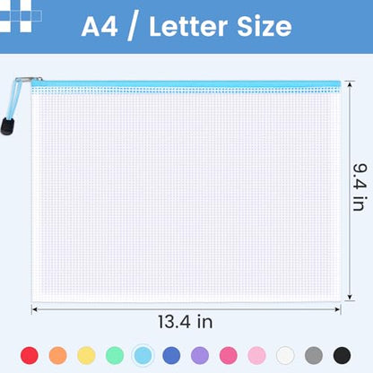 24 Pack Mesh Zipper Pouch with Sticky Labels (24 Count)