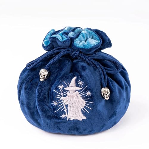 Large Dice Bags with Pockets Navy Blue Storage Bag for DND RPG Games