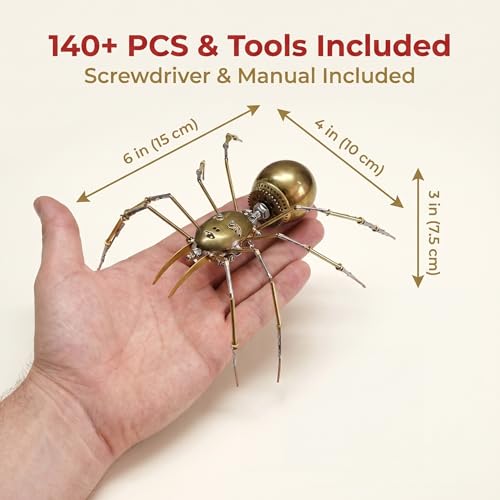 Steampunk Mechanical Insect Spider 3D Metal Model Kit for Adults DIY Assembly 2 (100 Count)