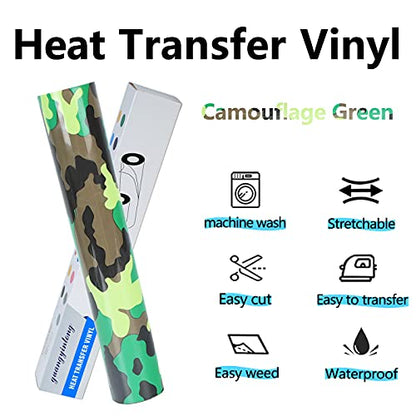 Heat Transfer Vinyl Camouflage Green HTV Rolls (8 Foot)