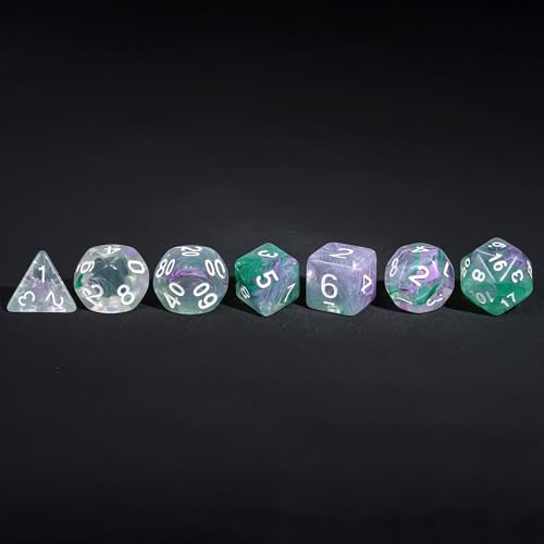 7 Die DND Dice Set Polyhedral Dice Set with a Leather Dice Bag (7 Count)