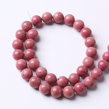 8m 45pcs 7A Premium Gemstone Rhodochrosite Beads Natural Stone Round Loose Energy Healing Beads for Jewelry Making DIY Bracelet (16 Count)