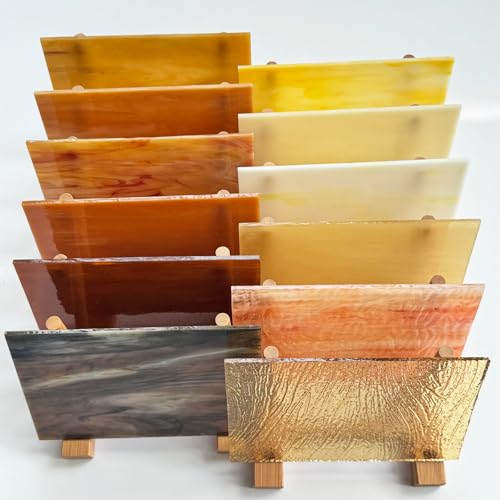 12 Sheets Mixed Amber Stained Glass Sheets (12 Count)