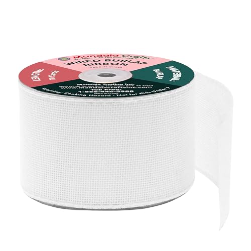 2 1 2 Inch Wide White Wired Burlap Ribbon (30 Foot)
