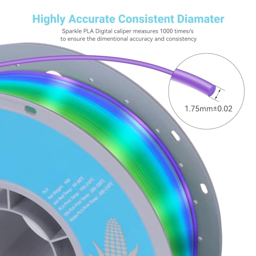 TECSONAR Silk Rainbow PLA 3D Printer Filament (35.274 Ounce)