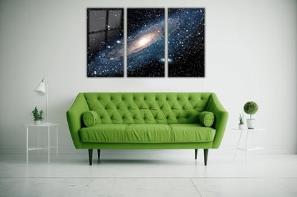 Andromeda Space Galaxy Glass Wall Art Painting for Living Room