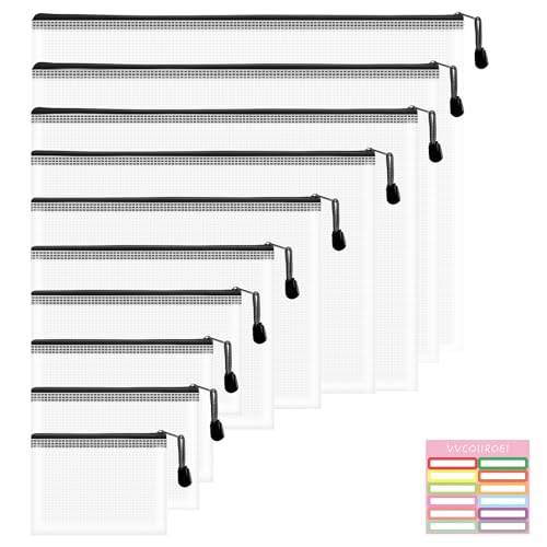 10pcs Mesh Zipper Pouch Bags (10 Count)