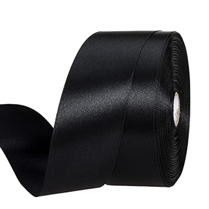 1 1 2 Inch Black Solid Satin Ribbon for Gift Wrapping (150 Foot)
