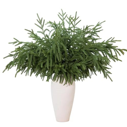 12 Pcs 30 Inch Artificial Norfolk Pine Stems Faux Christmas Greenery Pine Branches Realistic Fake Evergreen Cedar Pine Picks Winter Greens for Vase DIY Garland Wreath Holiday Home Decor (12 Count)