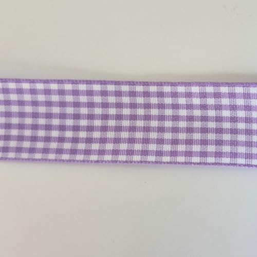 Purple and White Woven Edge Plaid Ribbon 100% Polyester Gingham Ribbon 25 Yards Each Roll