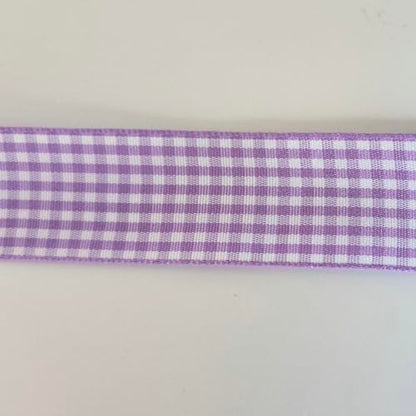 Purple and White Woven Edge Plaid Ribbon 100% Polyester Gingham Ribbon 25 Yards Each Roll