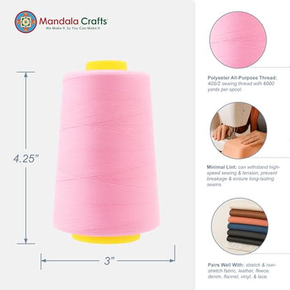 40S 2 Light Pink Polyester 4 Pack of Serger Threads Cones