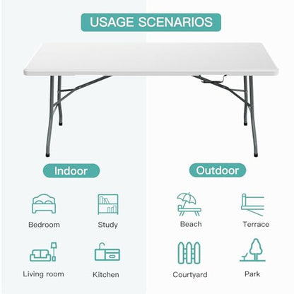6 ft HDPE Folding Table with Anti