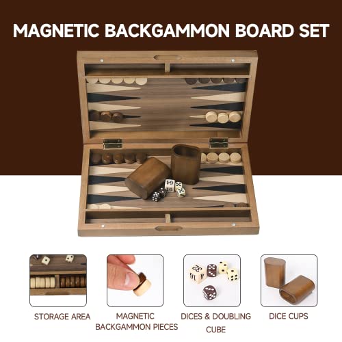 GSE Premium Wooden Magnetic Inlay Backgammon Board Set