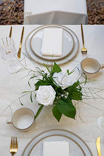 Artificial Flowers 25pcs Real Looking White Foam Fake Roses with Stems for DIY Wedding Bouquets Bridal Shower Centerpieces Floral Arrangements Party Tables Home Decorations (25 Count)