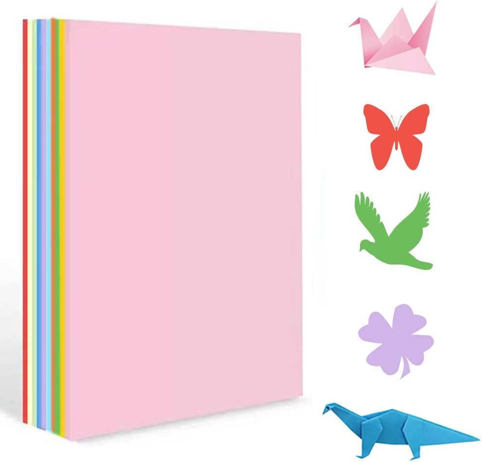 A4 Origami Paper Colorful 100 Sheets, 8.27×11.7 inch Double Sided Color Easy Fold Big Origami Paper A4 Colored Copy Papers Thin 70gsm for Beginners, DIY handwork Art Craft Projects (210 x 297 mm) - Crafty Corner