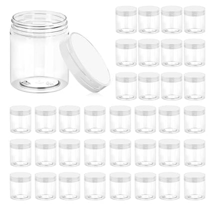 36 Pack 8 OZ Plastic Jars Clear Cosmetic Container with Lids (36 Count)