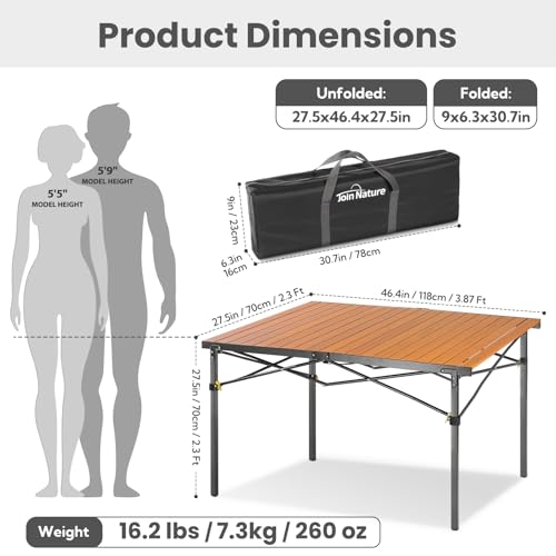 46.4" Large Camping Table for 2