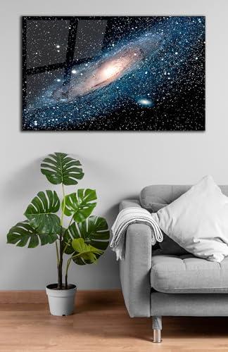 Andromeda Space Galaxy Glass Wall Art Painting for Living Room