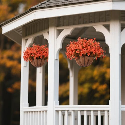 24 Pcs Artficial Outdoor Flowers with Hanging Baskets (2 Count)
