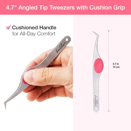 High Precision Angled Tip Tweezers with Cushion Grip