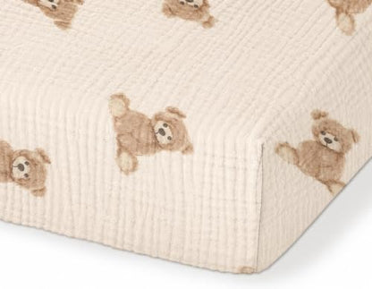 Organic Pack and Play Sheets Fitted 38”x26” 100% Muslin Cotton