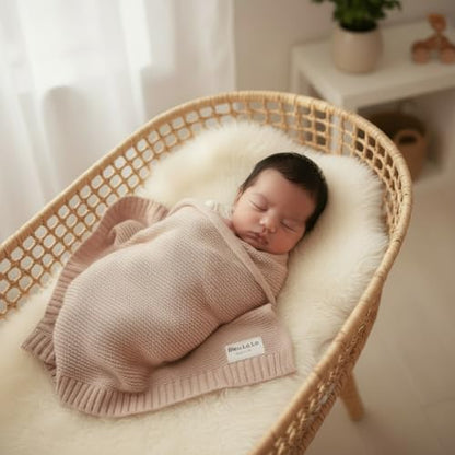 100% Organic Cotton Heritage Knit Textured Baby Quilt Blanket for Girls
