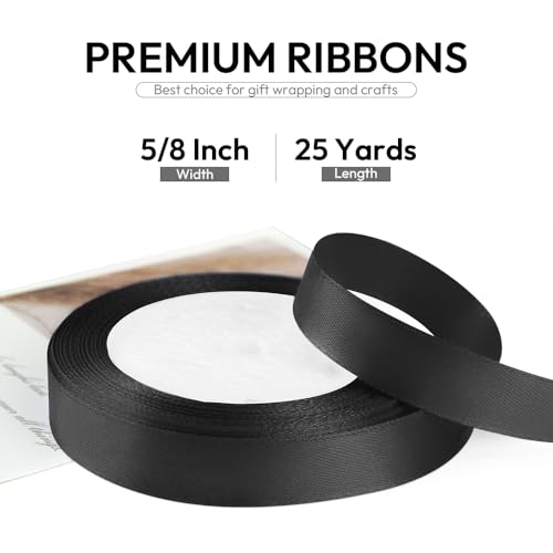5 8 Inch 25 Yards Satin Ribbon Black