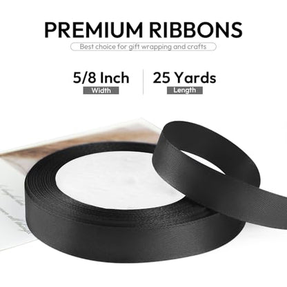 5 8 Inch 25 Yards Satin Ribbon Black