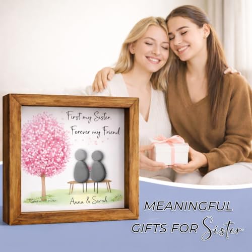 Personalized Sisters Pebble Art Frame