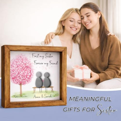 Personalized Sisters Pebble Art Frame