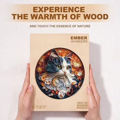 Flower the Maine Coon Cat Puzzles Adults Gifts for Women Men Wooden 200 Pieces 11.4x11.4in