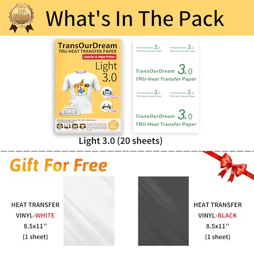 Iron on Heat Transfer Paper for Light Fabric (11.55 Ounce)