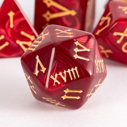 7 Die DND Dice Set Polyhedral Dice Set with a Leather Dice Bag (7 Count)