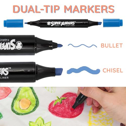 Super Markers 40 Primary & Pastel Dual Tip Fabric Markers (40 Count)